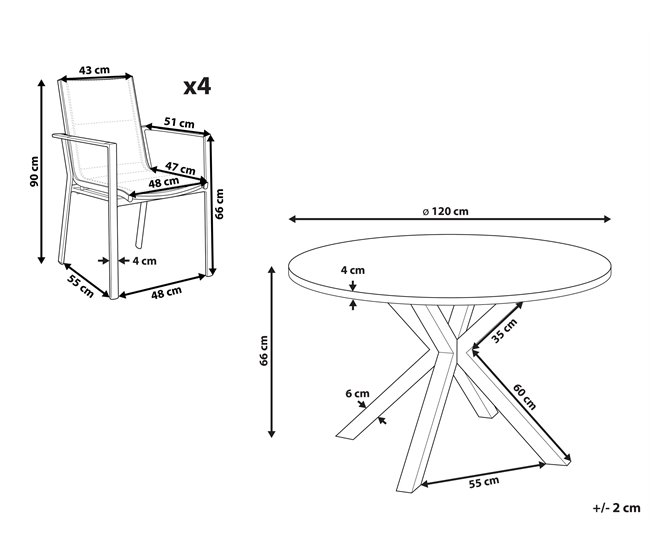 Conforama Conjunto De Comedor Metal Blanco MALETTO / BUSSETO