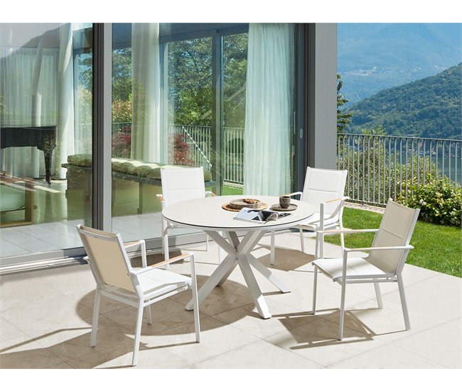 Conforama Conjunto De Comedor Metal Blanco MALETTO / BUSSETO