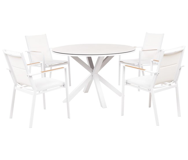 Conforama Conjunto de comedor Metal Blanco MALETTO / BUSSETO