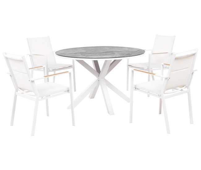Conforama Conjunto de comedor Metal Blanco MALETTO / BUSSETO