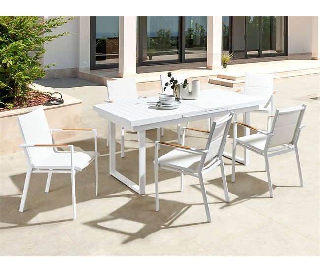 Conforama Conjunto De Comedor Metal Blanco VALCANETTO/ BUSSETO