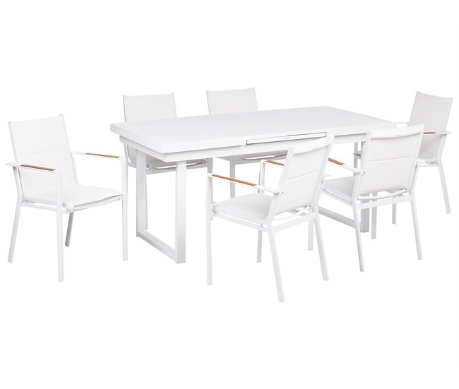 Conforama Conjunto de comedor Metal Blanco VALCANETTO/ BUSSETO