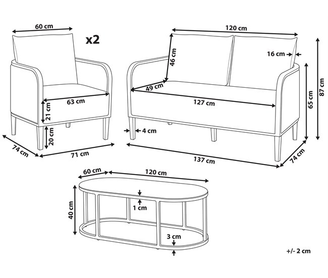 Conforama Conjunto De Jardín 4 Plazas De Aluminio Blanco Crema MONTEFALCO