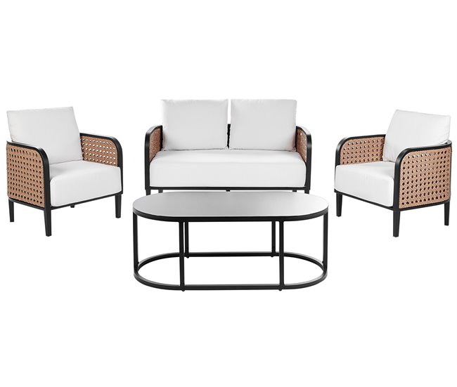 Conforama Conjunto De Jardín 4 Plazas De Aluminio Blanco Crema MONTEFALCO