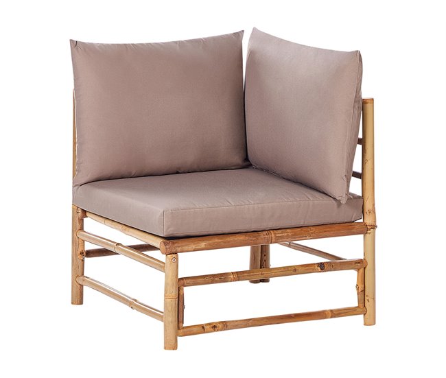 Conforama Conjunto De Jardín 5 Plazas Con Mesa De Centro De Bambú Gris Pardo CERRETO