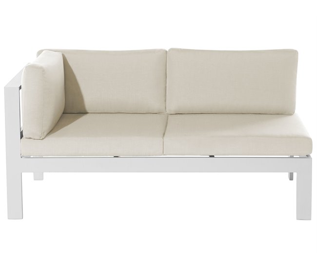 Conforama Conjunto De Jardín 5 Plazas De Metal Blanco/madera Clara/beige MESSINA