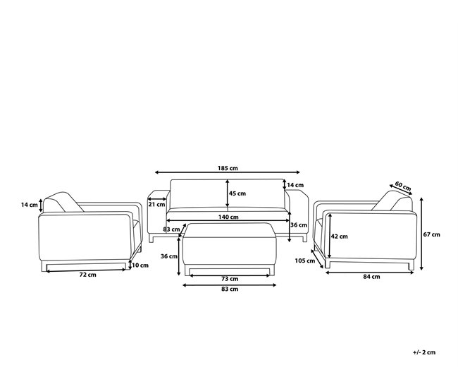 Conforama Conjunto De Jardín 5 Plazas De Poliéster Gris Claro/blanco ROVIGO