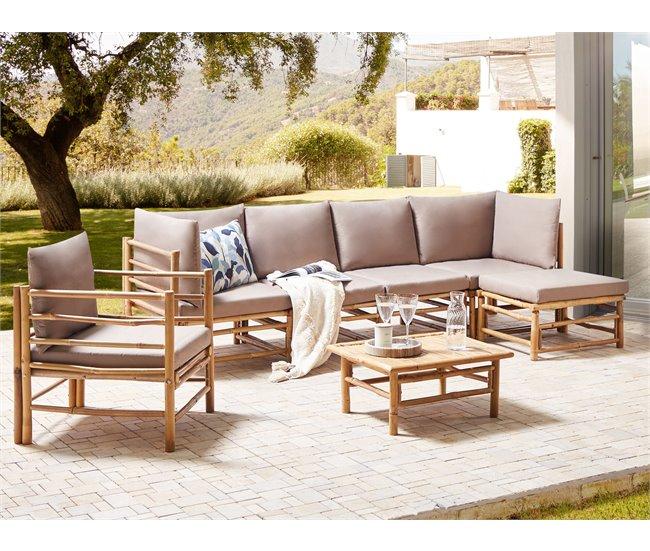 Conforama Conjunto De Jardín 6 Plazas De Bambú Gris Pardo CERRETO