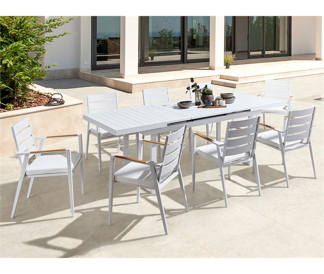 Conforama Conjunto De Jardín 8 Plazas De Aluminio Blanco VALCANETTO/TAVIANO