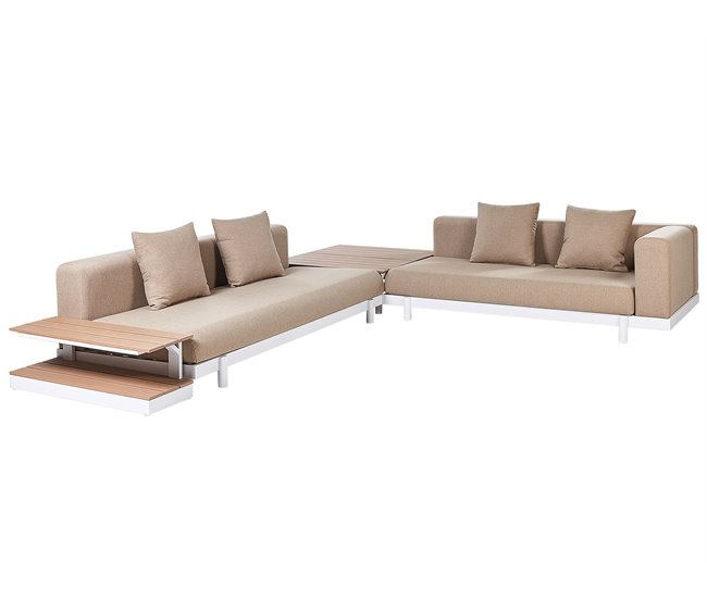 Conforama Conjunto de jardín de 5 plazas beige MISSANELLO