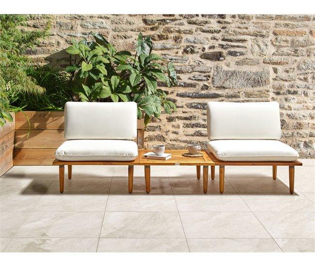Conforama Conjunto De Jardín De Madera De Acacia Certificada Blanco Crema FRASCATI