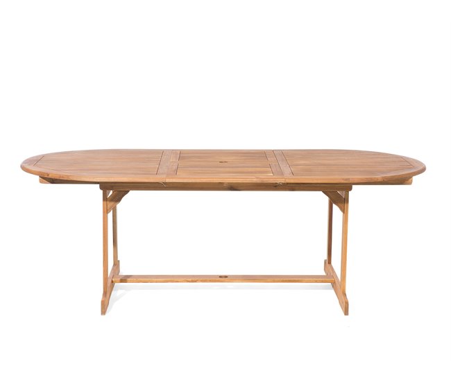 Conforama Conjunto De Jardín De Madera De Acacia Con Cojines Beige Con Sombrilla MAUI