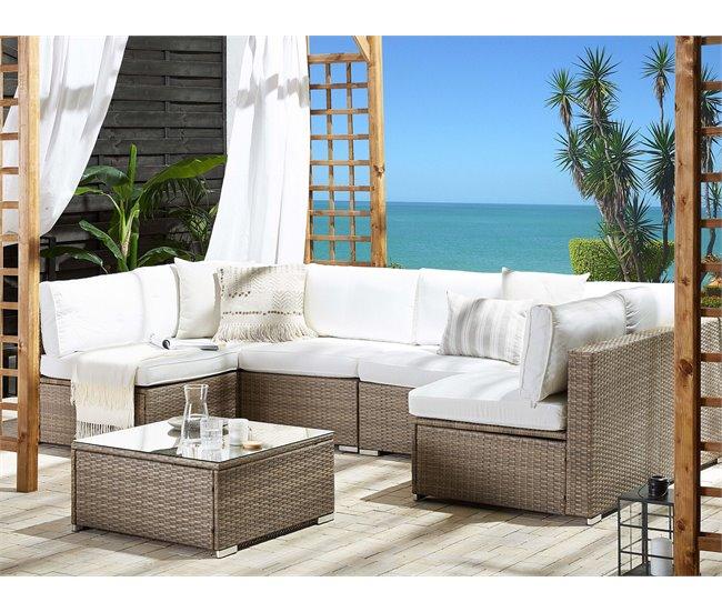 Conforama Conjunto De Jardín De Ratán Blanco 6 Plazas BELVEDERE