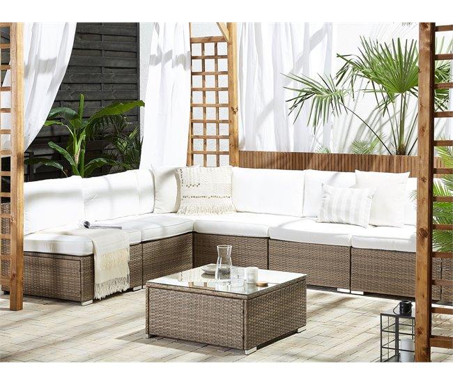 Conforama Conjunto De Jardín De Ratán Blanco 6 Plazas BELVEDERE