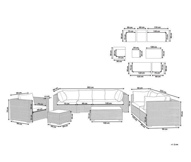 Conforama Conjunto De Jardín De Ratán Gris Pardo MAESTRO II