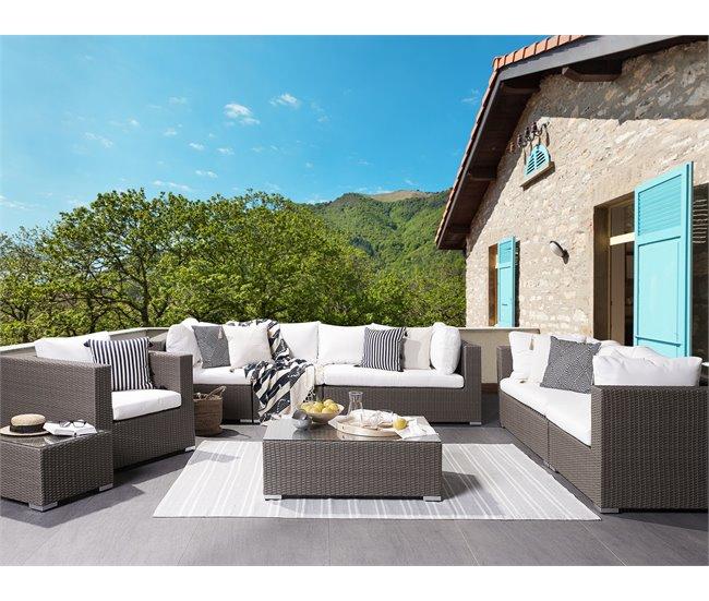 Conforama Conjunto de jardín de ratán gris pardo MAESTRO II