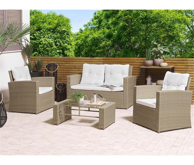 Conforama Conjunto De Jardín De Ratán Marrón Claro LUCA