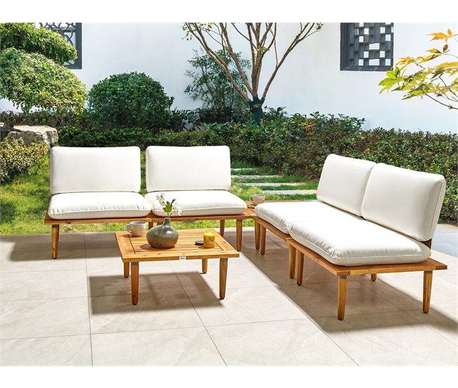 Conforama Conjunto De Jardín Madera De Acacia Con Certificado FSC® Blanco Crema FRASCATI