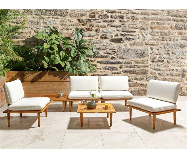 Conforama Conjunto De Jardín Madera De Acacia Con Certificado FSC® Blanco Crema FRASCATI