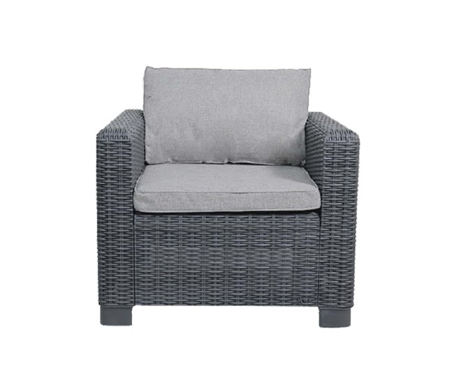 Conforama Conjunto De Jardín Mesa Rectangular 1 Sofá Y 2 Sillones Con Cojines Menorca Antracita 7house