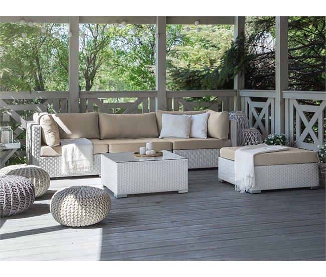 Conforama Conjunto De Jardín Modular En Ratán Blanco SANO II
