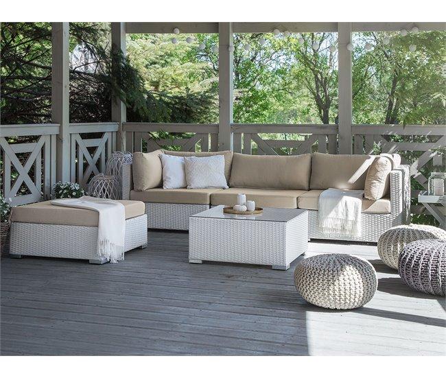 Conforama Conjunto De Jardín Modular En Ratán Blanco SANO II