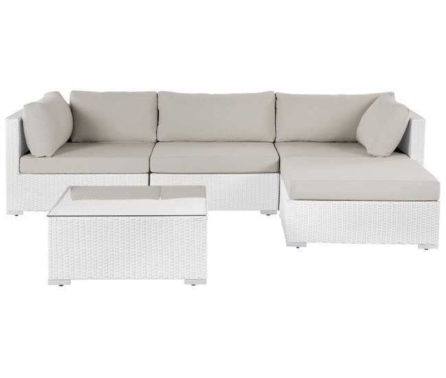 Conforama Conjunto de jardín modular en ratán blanco SANO II