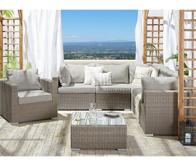 Conforama Conjunto De Jardín Modular En Ratán Gris Pardo Para 6 Personas Izquierdo CONTARE