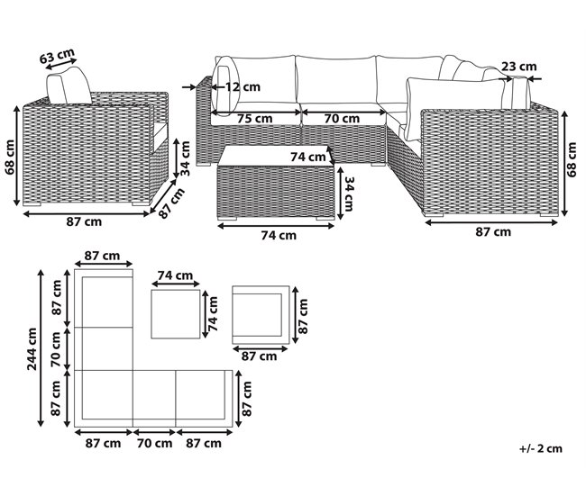Conforama Conjunto De Jardín Modular En Ratán Gris Pardo Para 6 Personas Izquierdo CONTARE