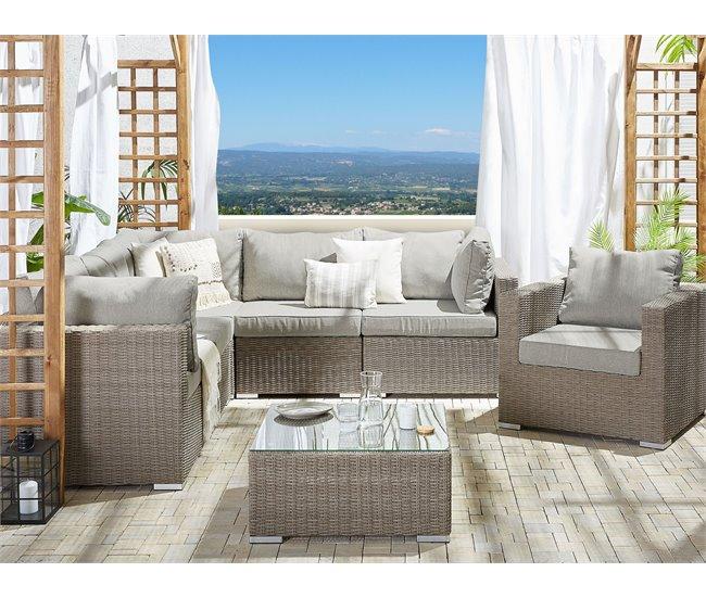 Conforama Conjunto De Jardín Modular En Ratán Gris Pardo Para 6 Personas Izquierdo CONTARE