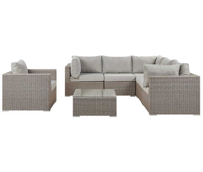 Conforama Conjunto de jardín modular en ratán gris pardo para 6 personas izquierdo CONTARE