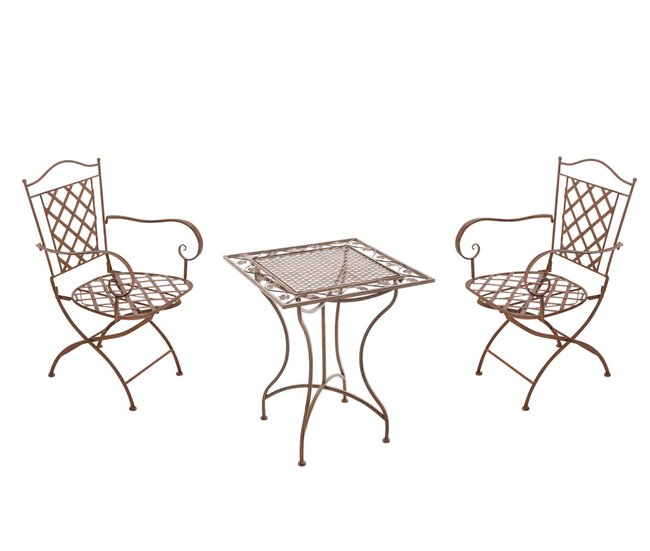 Conforama Conjunto de Jardín Payo Metal Marrón antiguo 51X56X93 cm