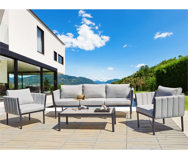 Conforama Conjunto De Jardín SKALA Acero Gris Claro