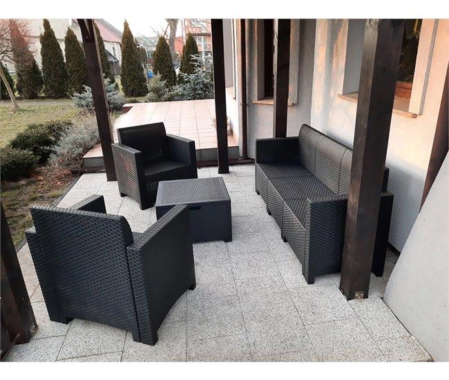 Conforama Conjunto De Salón De Exterior Dmuh Conjunto De Jardín Con Cojines Zona De Estar Interior Efecto Ratán 100% Made In Italy Antracita