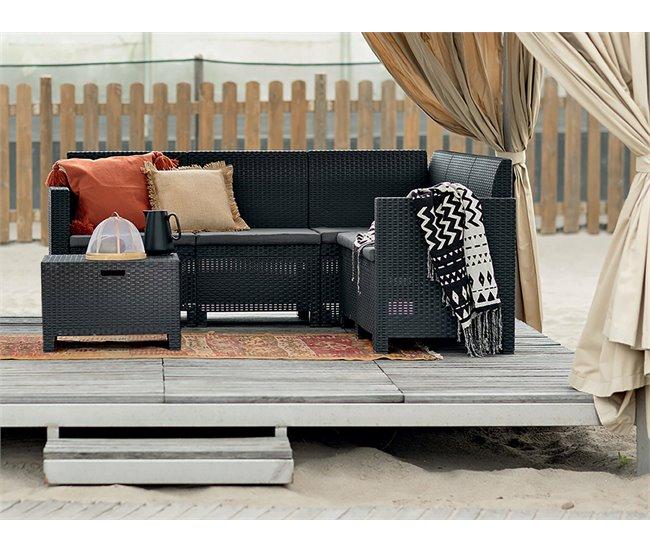 Conforama Conjunto De Salón Exterior Dcorre Conjunto De Jardín Con Cojines Conjunto De Salón Interior Efecto Ratán 100% Made In Italy Antracita