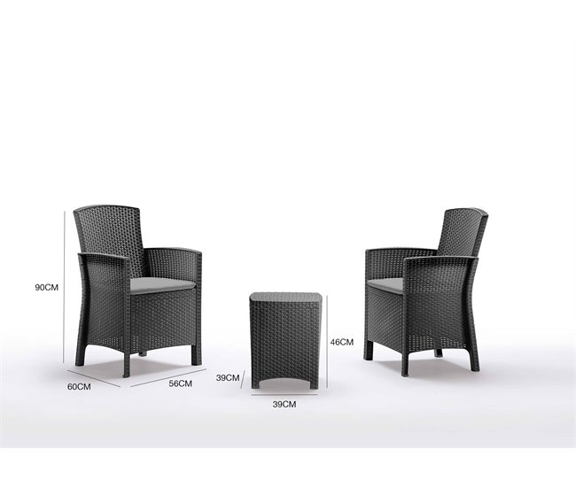 Conforama Conjunto De Salón Exterior Dfre Conjunto De Jardín Con Cojines Conjunto De Salón Interior Efecto Ratán 100% Made In Italy Antracita