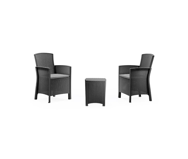 Conforama Conjunto de salón exterior Dfre Conjunto de jardín con cojines Conjunto de salón interior efecto ratán 100% Made in Italy Antracita