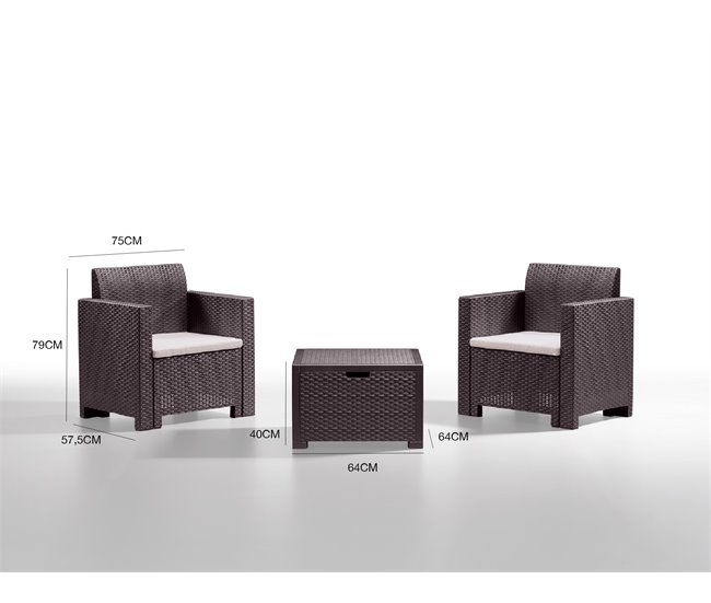 Conforama Conjunto De Salón Exterior Dkrajn Conjunto De Jardín Con Cojines Conjunto De Salón Interior Efecto Ratán 100% Made In Italy Marrón
