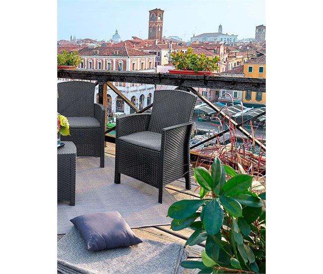Conforama Conjunto De Salón Exterior Dkresi Conjunto De Jardín Con Cojines Conjunto De Salón Interior Efecto Ratán 100% Made In Italy Antracita