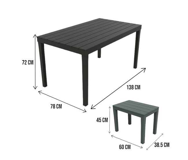 Conforama Conjunto De Salón Exterior Dmascar Composición De Jardín Con 1 Mesa Rectangular Y 4 Bancos Salón Interior Y Exterior De Pic Nic 100% Made In Italy Antracita