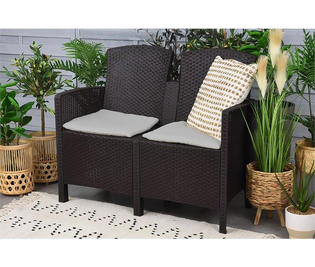 Conforama Conjunto De Salón Exterior Dmorat Conjunto De Jardín Con Cojines Conjunto De Salón Interior Efecto Ratán 100% Made In Italy Antracita