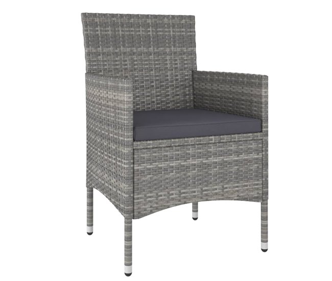 Conforama Conjunto De Silla De Jardin Y Taburete 4 Piezas Ratán PE Gris