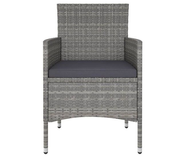 Conforama Conjunto De Silla De Jardin Y Taburete 4 Piezas Ratán PE Gris
