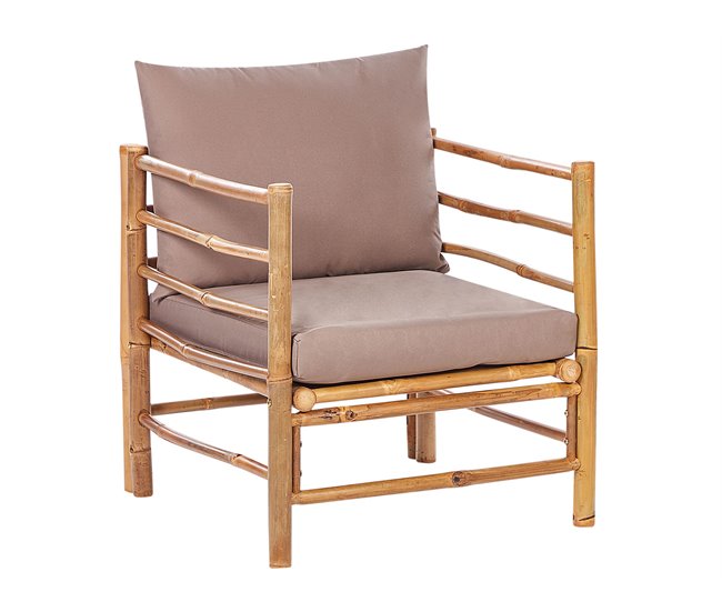 Conforama Conjunto Esquinero De Jardín 5 Plazas Con Sillón De Bambú Gris Pardo CERRETO