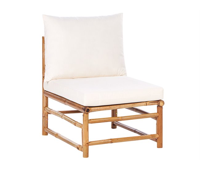 Conforama Conjunto Esquinero De Jardín 5 Plazas De Bambú Blanco Crema CERRETO