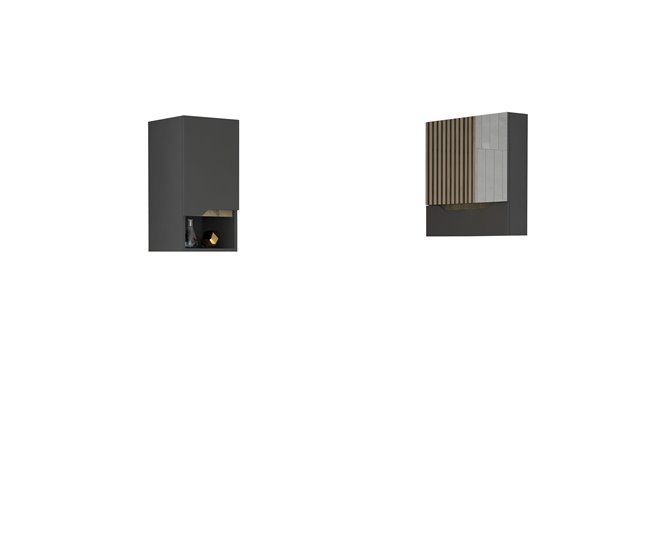 Conforama Conjunto Laurent Armario De Pared Con Espejo + Armario Colgante 62/72 Al Cm X 60/30.1 An Cm X 15/33 P Cm Plomo/Duna