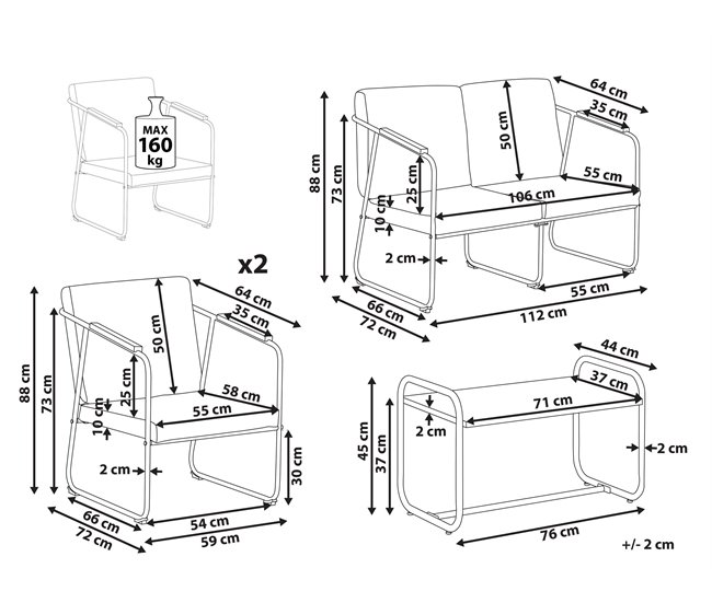 Conforama Conjunto Longue Acero Beige Claro VEZZANA