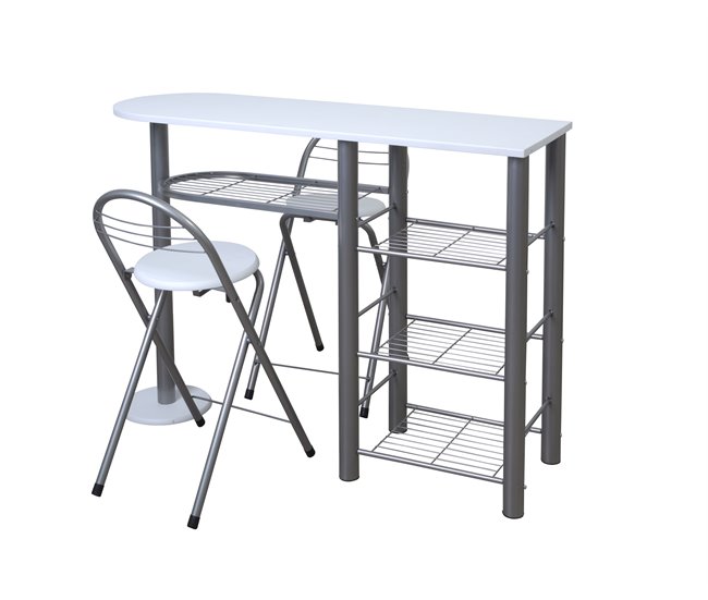 Conforama Conjunto MALACCA II Barra Y 2 Taburetes De Bar Blanco/negro