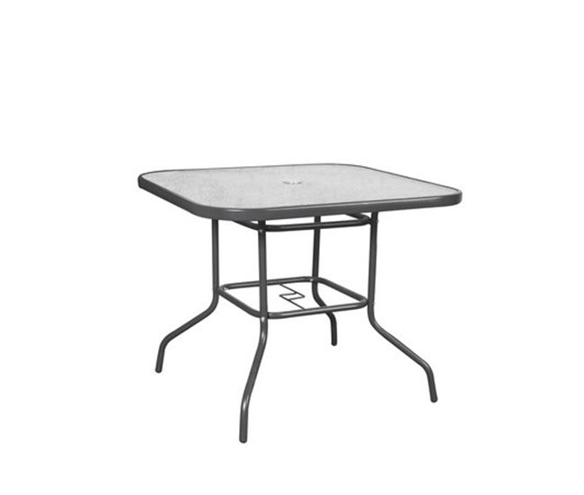 Conforama Conjunto Mesa + 4 Sillas De Exterior CDT-008 De Aluminio 90x90x73CM Acero Y Textilene Color Gris