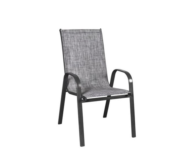 Conforama Conjunto Mesa + 4 Sillas De Exterior CDT-008 De Aluminio 90x90x73CM Acero Y Textilene Color Gris